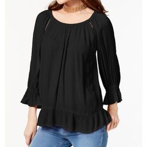 INC CREPE PEASANT TOP